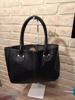 Vintage Genuine Leather Mini Tote Bag Black Handmade Minimalist Satchel
